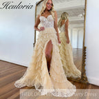 HEULORIA long tired prom dress off shoulder lace evening dress luxury formal dress ED-92
