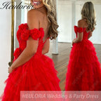 HEULORIA long tired prom dress off shoulder lace evening dress luxury formal dress ED-93