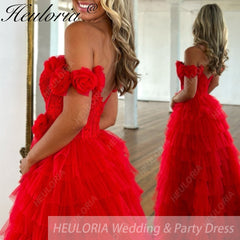 HEULORIA long tired prom dress off shoulder lace evening dress luxury formal dress ED-93