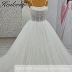 HEULORIA  elegant A line wedding dress Spaghetti Strap lace applique bridal dress Robe De Mariee Wedding Bride Dress AL-1079