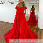 HEULORIA long tired prom dress off shoulder lace evening dress luxury formal dress ED-93