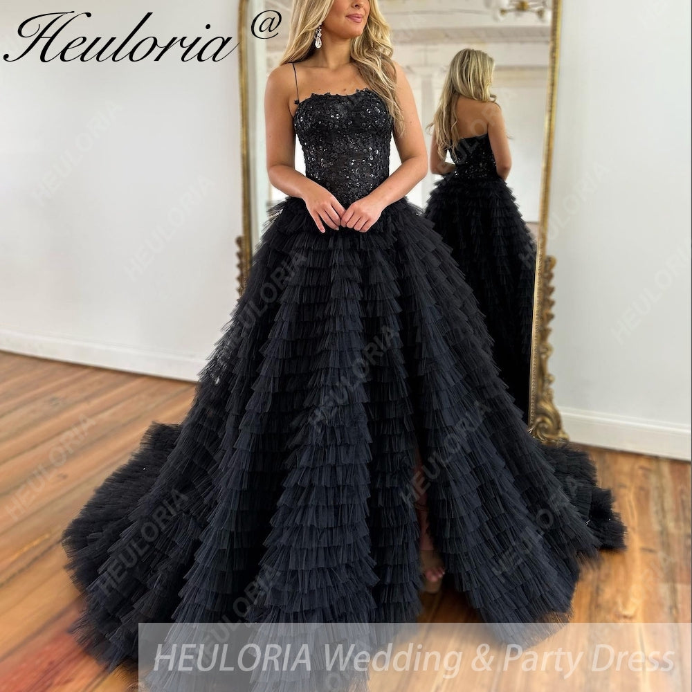 HEULORIA long tired prom dress off shoulder lace evening dress luxury formal dress ED-91 Image principale du produit
