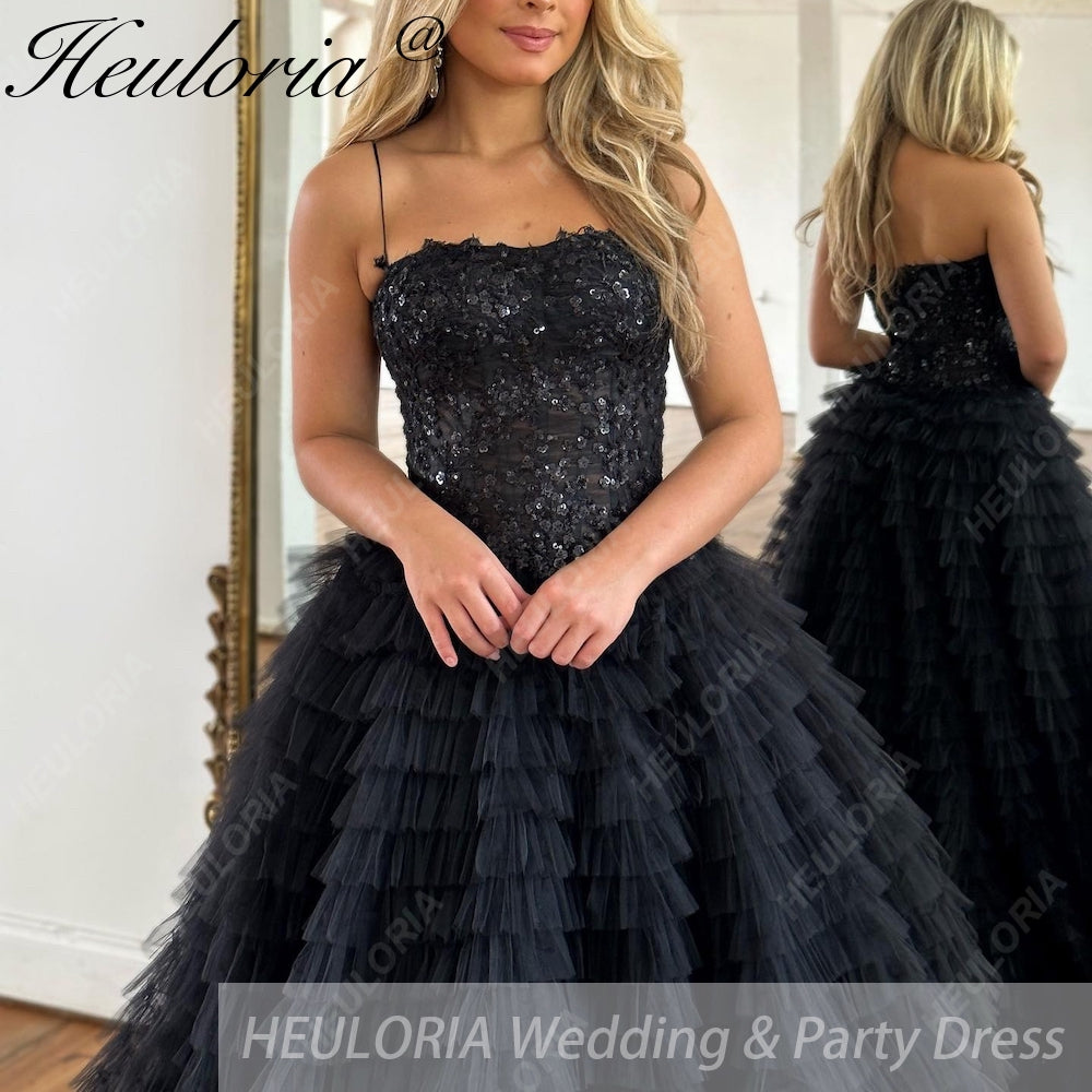 HEULORIA long tired prom dress off shoulder lace evening dress luxury formal dress ED-91 Image secondaire du produit