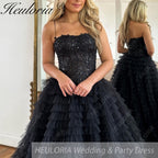 HEULORIA long tired prom dress off shoulder lace evening dress luxury formal dress ED-91
