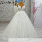 HEULORIA  elegant A line wedding dress Spaghetti Strap lace applique bridal dress Robe De Mariee Wedding Bride Dress AL-1069