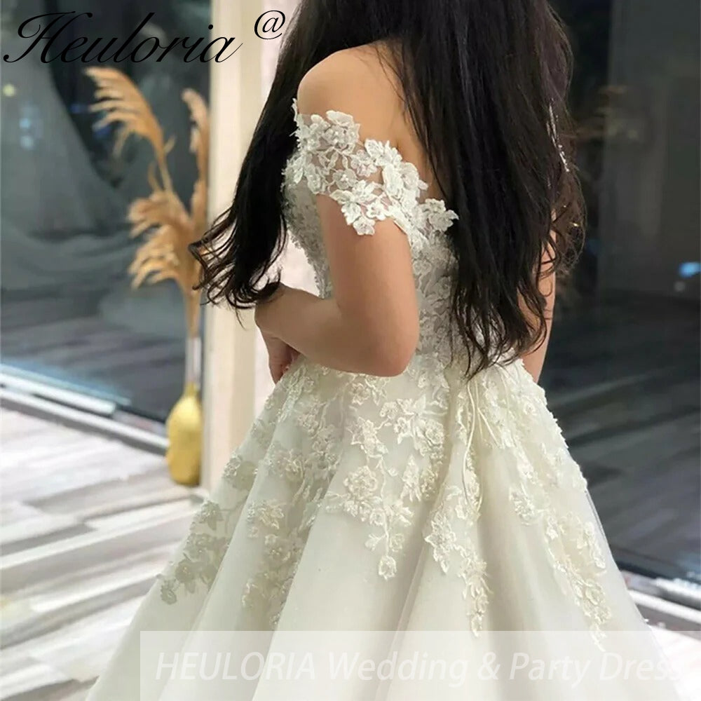Princess Wedding Dress off shoulder lace bride dress plus size robe de mariee Lace beading Wedding Bridal Gown BA-99