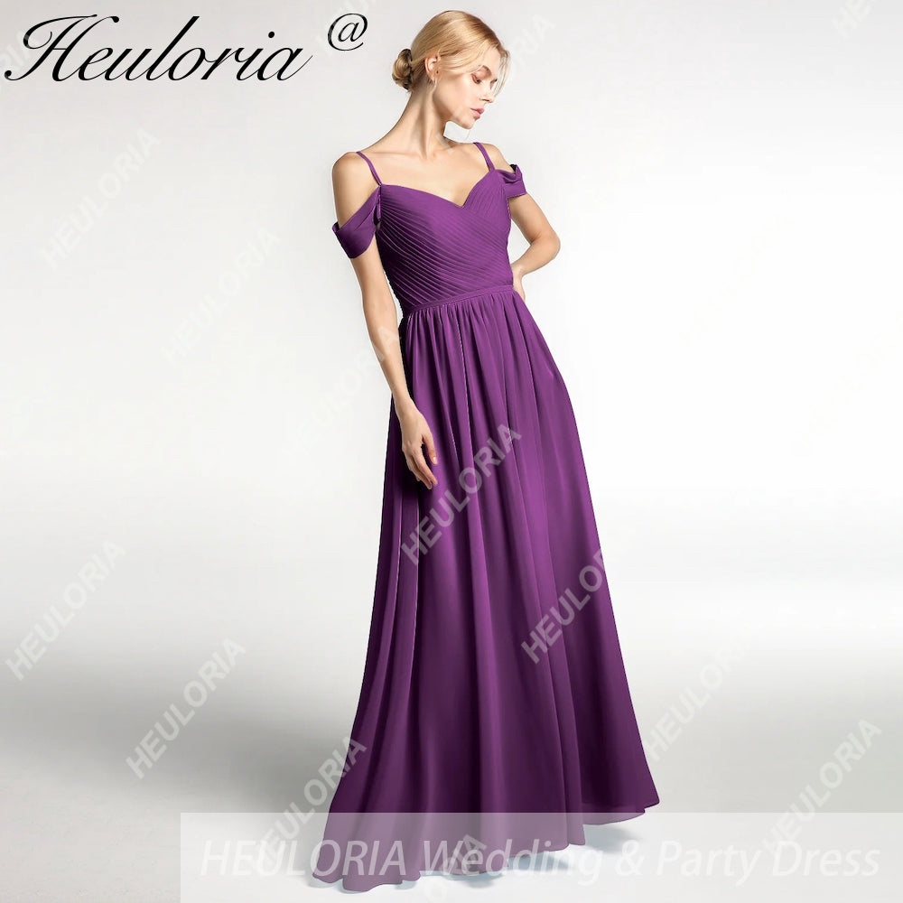 HEULORIA Long Bridemaid dress sweetheart neck chiffon party dress formal dress ED-122