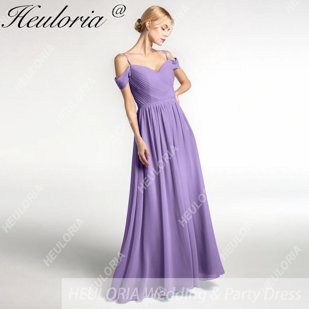 HEULORIA Long Bridemaid dress sweetheart neck chiffon party dress formal dress ED-122