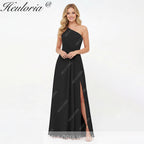 HEULORIA Long Bridemaid dress one shoulder chiffon party dress formal dress ED-124