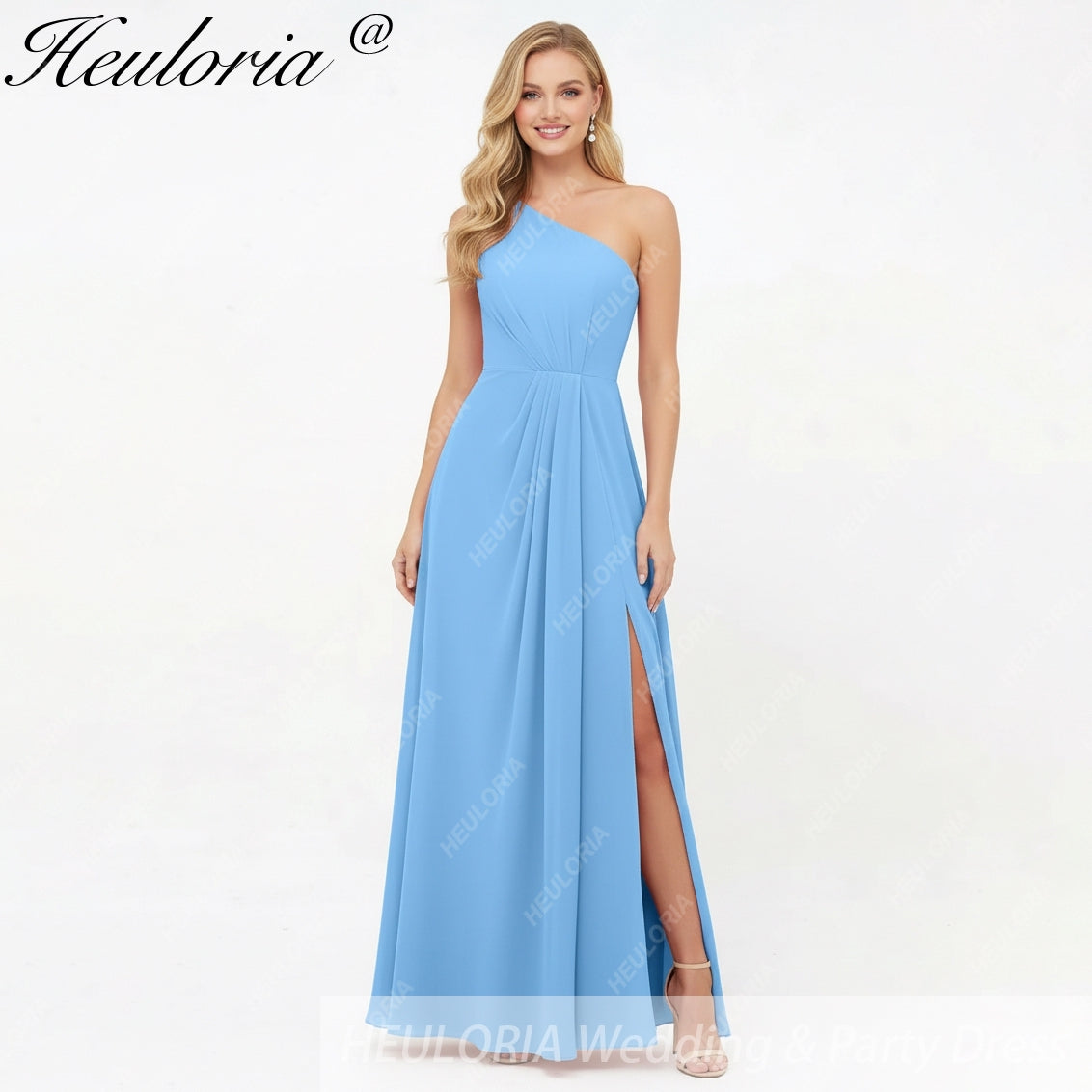 HEULORIA Long Bridemaid dress one shoulder chiffon party dress formal dress ED-124