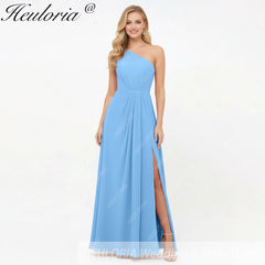 HEULORIA Long Bridemaid dress one shoulder chiffon party dress formal dress ED-124