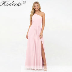 HEULORIA Long Bridemaid dress one shoulder chiffon party dress formal dress ED-124