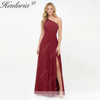 HEULORIA Long Bridemaid dress one shoulder chiffon party dress formal dress ED-124