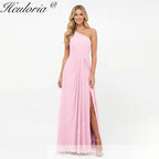 HEULORIA Long Bridemaid dress one shoulder chiffon party dress formal dress ED-124