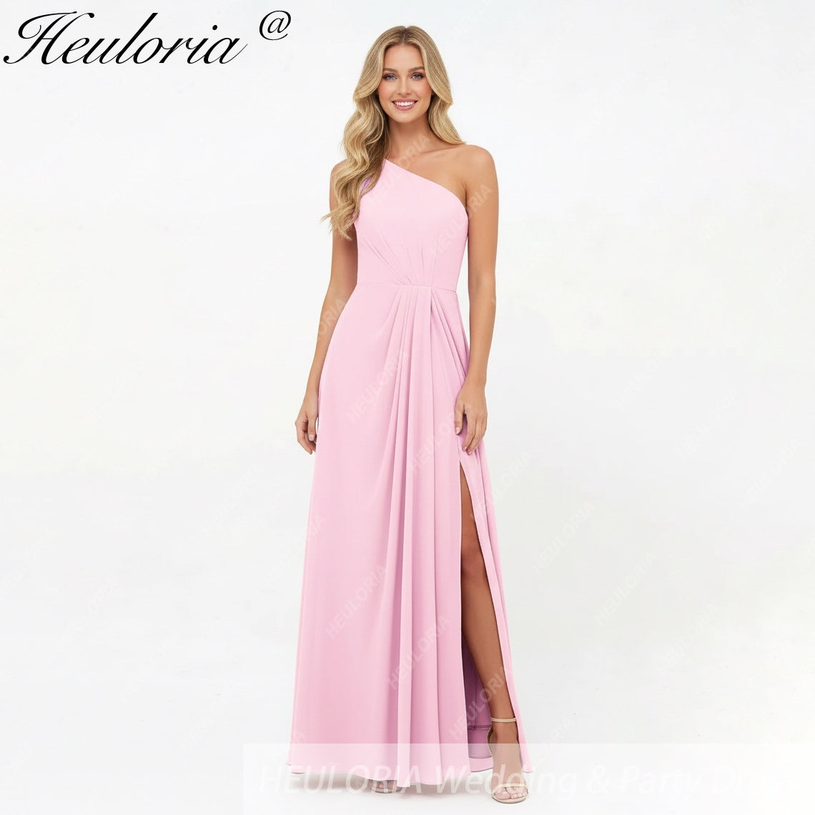 HEULORIA Long Bridemaid dress one shoulder chiffon party dress formal dress ED-124