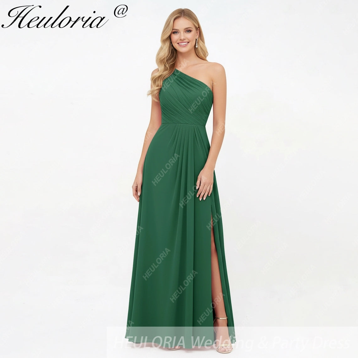 HEULORIA Long Bridemaid dress one shoulder chiffon party dress formal dress ED-124