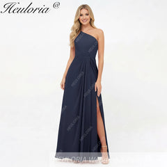 HEULORIA Long Bridemaid dress one shoulder chiffon party dress formal dress ED-124