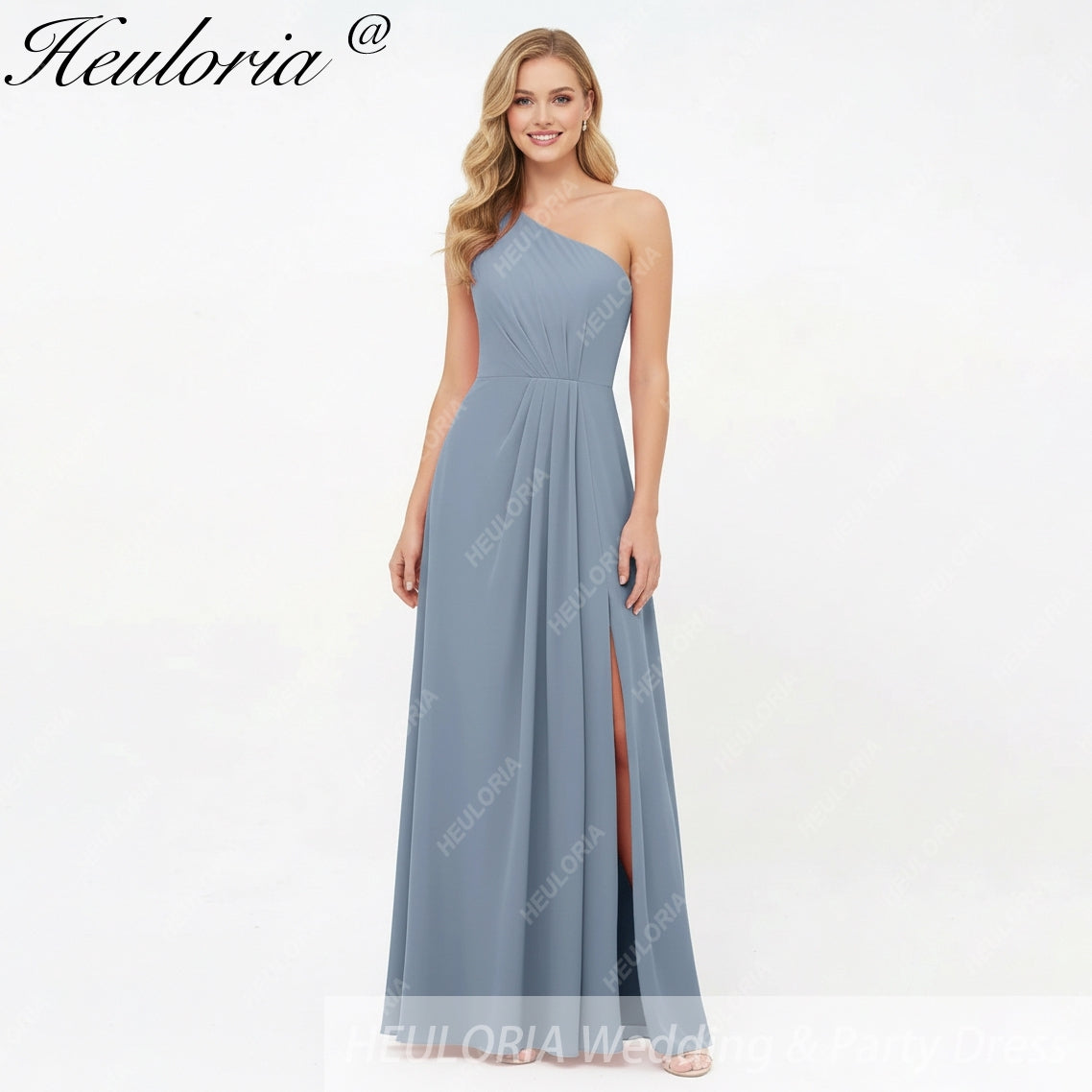 HEULORIA Long Bridemaid dress one shoulder chiffon party dress formal dress ED-124