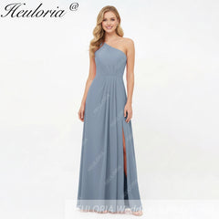 HEULORIA Long Bridemaid dress one shoulder chiffon party dress formal dress ED-124