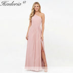 HEULORIA Long Bridemaid dress one shoulder chiffon party dress formal dress ED-124
