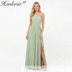 HEULORIA Long Bridemaid dress one shoulder chiffon party dress formal dress ED-124
