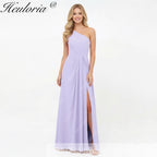 HEULORIA Long Bridemaid dress one shoulder chiffon party dress formal dress ED-124