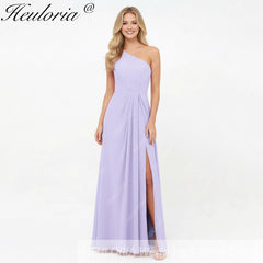HEULORIA Long Bridemaid dress one shoulder chiffon party dress formal dress ED-124