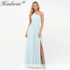 HEULORIA Long Bridemaid dress one shoulder chiffon party dress formal dress ED-124