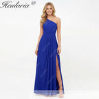 HEULORIA Long Bridemaid dress one shoulder chiffon party dress formal dress ED-124