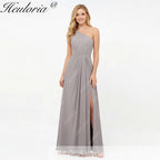 HEULORIA Long Bridemaid dress one shoulder chiffon party dress formal dress ED-124