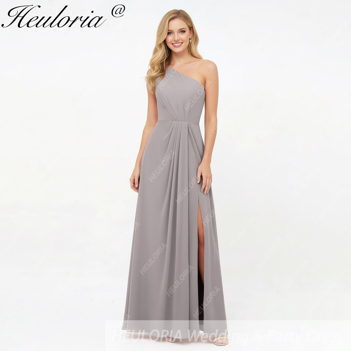 HEULORIA Long Bridemaid dress one shoulder chiffon party dress formal dress ED-124