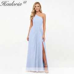 HEULORIA Long Bridemaid dress one shoulder chiffon party dress formal dress ED-124