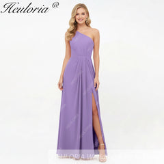 HEULORIA Long Bridemaid dress one shoulder chiffon party dress formal dress ED-124