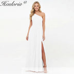 HEULORIA Long Bridemaid dress one shoulder chiffon party dress formal dress ED-124