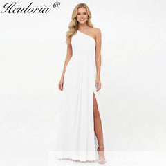 HEULORIA Long Bridemaid dress one shoulder chiffon party dress formal dress ED-124