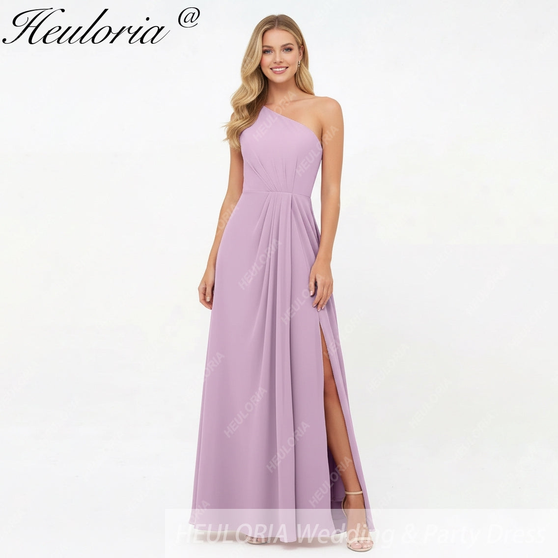 HEULORIA Long Bridemaid dress one shoulder chiffon party dress formal dress ED-124 Imagen principal del producto