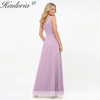 HEULORIA Long Bridemaid dress one shoulder chiffon party dress formal dress ED-124