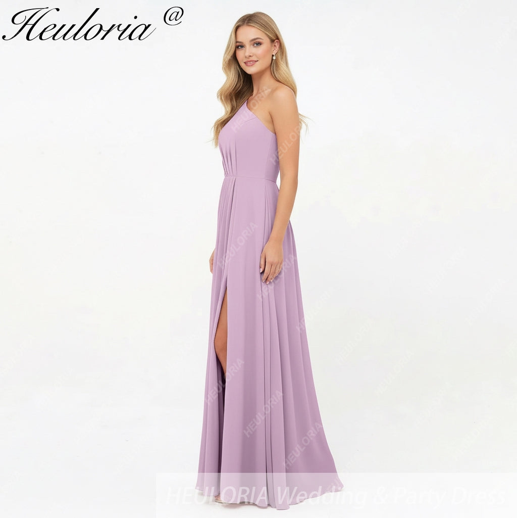 HEULORIA Long Bridemaid dress one shoulder chiffon party dress formal dress ED-124