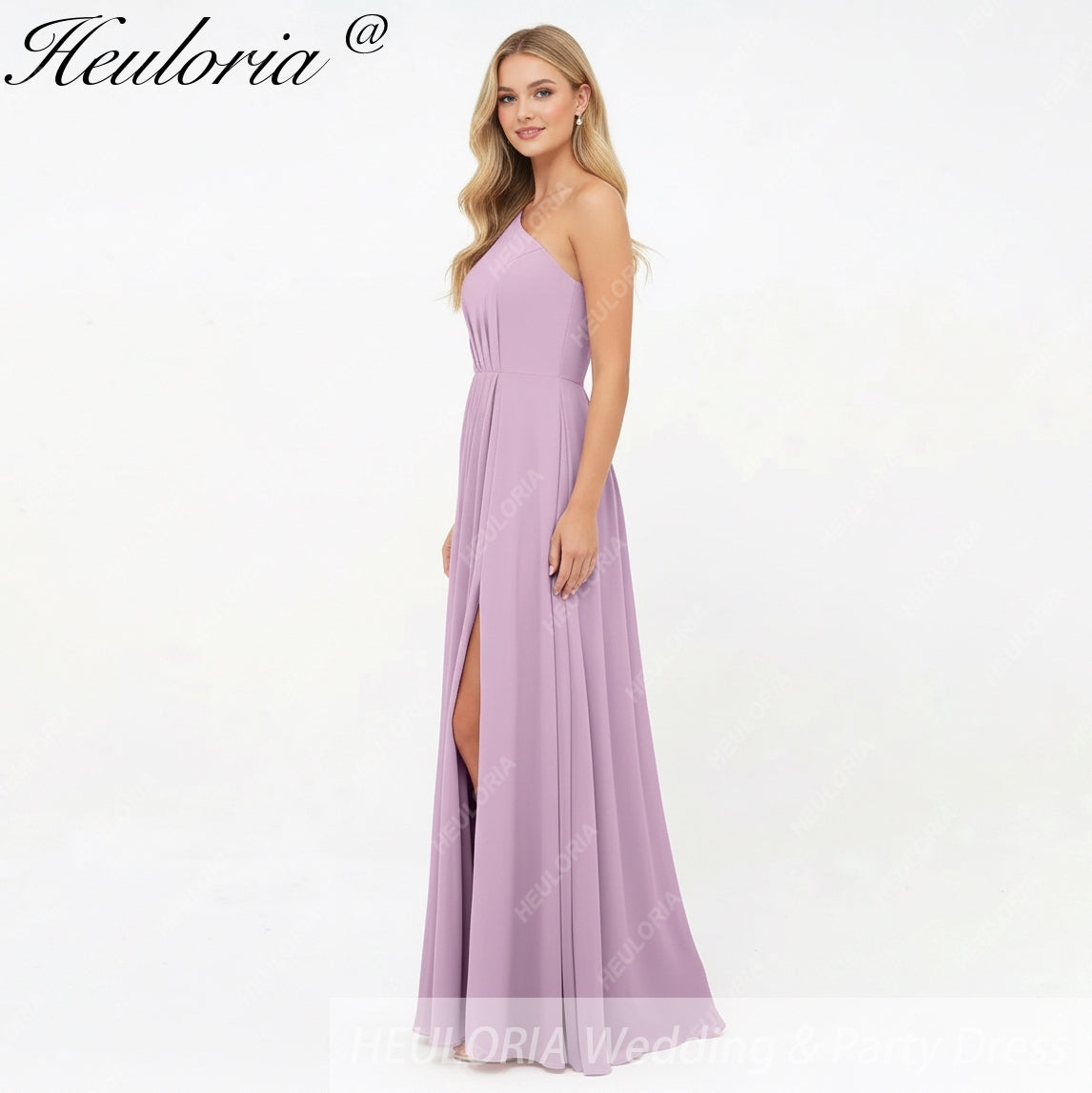 HEULORIA Long Bridemaid dress one shoulder chiffon party dress formal dress ED-124