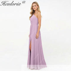 HEULORIA Long Bridemaid dress one shoulder chiffon party dress formal dress ED-124