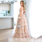 HEULORIA long tired prom dress strapless lace evening dress luxury formal dress ED-95