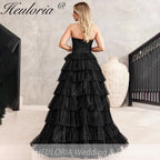 HEULORIA long tired prom dress strapless lace evening dress luxury formal dress ED-95