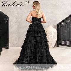 HEULORIA long tired prom dress strapless lace evening dress luxury formal dress ED-95