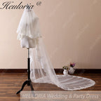Lace Edge Two Tier Bridal Cathedral Length 118" Wedding Veils With Blusher VL-12