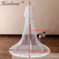 Lace Edge Two Tier Bridal Cathedral Length 118" Wedding Veils With Blusher VL-12