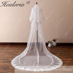 Lace Edge Two Tier Bridal Cathedral Length 118" Wedding Veils With Blusher VL-12