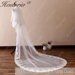 Lace Edge Two Tier Bridal Cathedral Length 118" Wedding Veils With Blusher VL-12