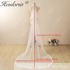 Lace Edge Two Tier Bridal Cathedral Length 118" Wedding Veils With Blusher VL-9