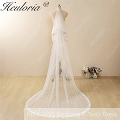 Lace Edge Two Tier Bridal Cathedral Length 118" Wedding Veils With Blusher VL-9
