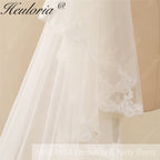 Lace Edge Two Tier Bridal Cathedral Length 118" Wedding Veils With Blusher VL-9